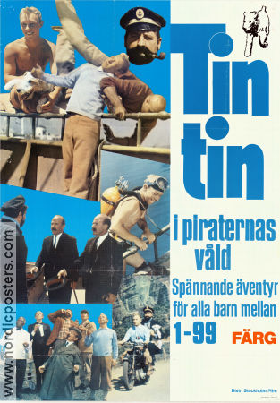 Tintin i piraternas våld 1962 poster Tintin Jean-Pierre Talbot Jean-Jacques Vierne Från serier Dykning