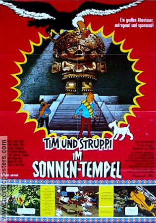 Tintin Solens tempel 1969 poster Thomas Bolme Tintin Eddie Lateste Affischkonstnär: Hergé Från serier Animerat