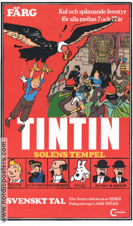 Tintin Solens tempel 1971 poster Thomas Bolme Tintin Eddie Lateste Affischkonstnär: Hergé Från serier Animerat