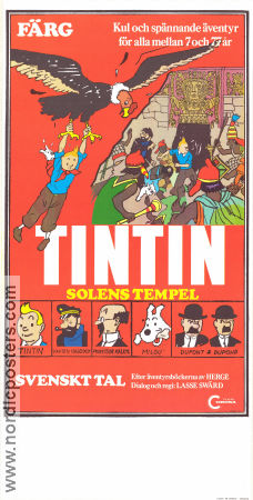 Tintin Solens tempel 1969 poster Thomas Bolme Tintin Eddie Lateste Affischkonstnär: Hergé Från serier Animerat