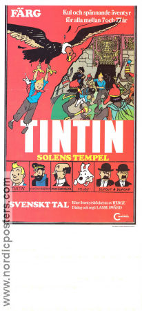 Tintin Solens tempel 1969 poster Thomas Bolme Tintin Eddie Lateste Affischkonstnär: Hergé Från serier Animerat