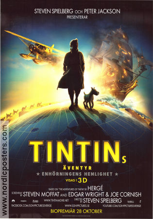 Tintins äventyr Enhörningens hemlighet 2011 poster Jamie Bell Steven Spielberg