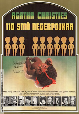 Tio små negerpojkar 1975 poster Charles Aznavour Oliver Reed Text: Agatha Christie