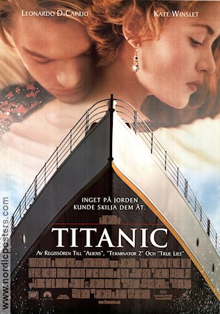 Titanic 1997 poster Leonardo DiCaprio Kate Winslet Billy Zane James Cameron Skepp och båtar Romantik