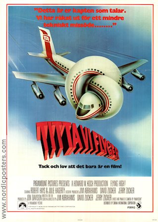 Titta vi flyger 1980 poster Robert Hays Julie Hagerty Leslie Nielsen Ethel Merman Jim Abrahams Flyg