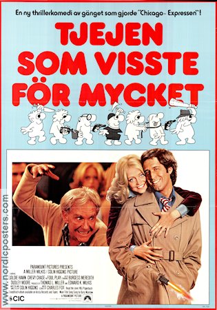 Tjejen som visste för mycket 1978 poster Goldie Hawn Chevy Chase Burgess Meredith Colin Higgins