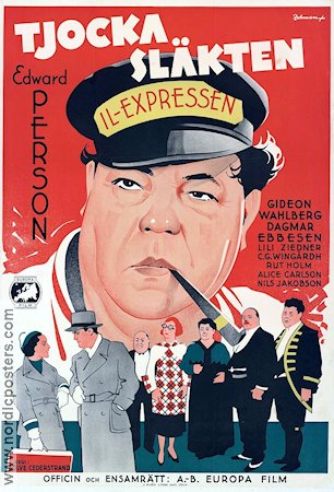 Tjocka släkten 1935 poster Edvard Persson Gideon Wahlberg Rökning Eric Rohman art