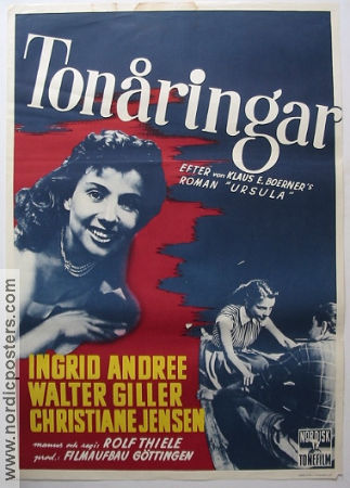 Tonåringar 1951 poster Ingrid Andree Walter Giller Christiane Jansen Rolf Thiele Norge