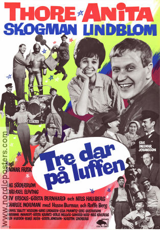 Tre dar på luffen 1964 poster Anita Lindblom Thore Skogman Charlie Norman Åke Söderblom Nils Hallberg Ingemar Johansson Ragnar Frisk