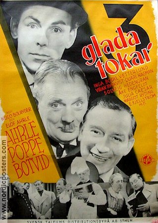 Tre glada tokar 1942 poster Elof Ahrle Nils Poppe John Botvid