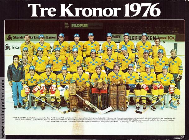 Tre Kronor Expressen 1976 affisch Börje Salming Ulf Nilsson Hans Lindberg Mats Waltin Dan Labraaten Vintersport