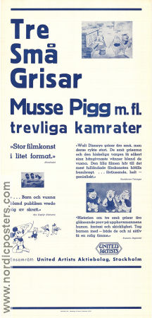 Tre små grisar 1933 poster Pinto Colvig Musse Pigg Mickey Mouse Burt Gillett