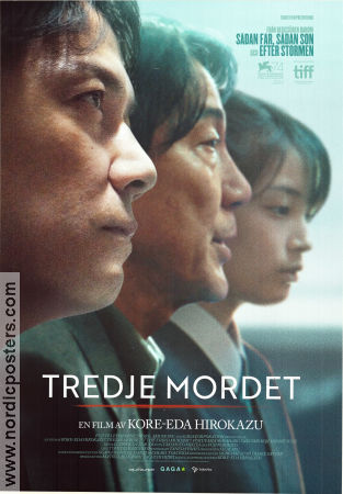 Tredje mordet 2017 poster Masaharu Fukuyama Koji Yakusho Suzu Hirose Hirokazu Koreeda Filmen från: Japan