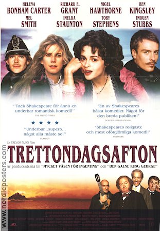 Trettondagsafton 1996 poster Helena Bonham Carter Richard E Grant Nigel Hawthorne Trevor Nunn Text: William Shakespeare