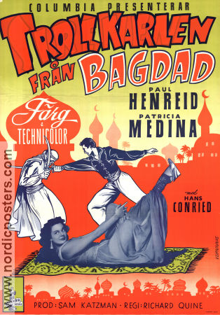 Trollkarlen från Bagdad 1953 poster Paul Henreid Patricia Medina Richard Quine Svärd och sandal