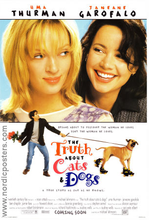 The Truth About Cats and Dogs 1996 poster Uma Thurman Janeane Garofalo Ben Chaplin Michael Lehmann Hundar Katter