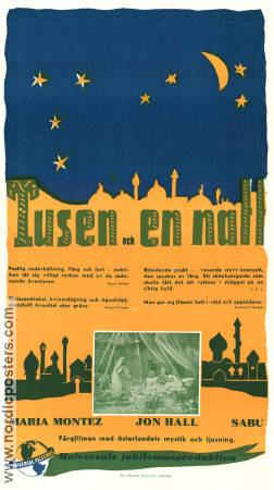 Tusen och en natt 1942 poster Maria Montez Jon Hall Äventyr matinée