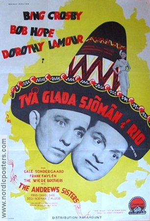 Två glada sjömän i Rio 1947 poster Bing Crosby Bob Hope Dorothy Lamour Norman Z McLeod Musikaler