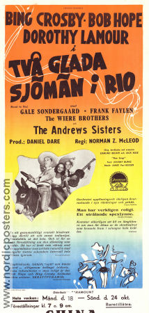 Två glada sjömän i Rio 1947 poster Bing Crosby Bob Hope Dorothy Lamour Norman Z McLeod Musikaler