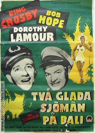 Två glada sjömän på Bali 1953 poster Bing Crosby Bob Hope Dorothy Lamour Asien