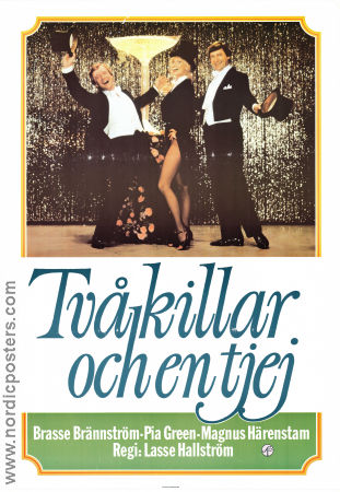 Två killar och en tjej 1982 poster Brasse Brännström Magnus Härenstam Pia Green Lasse Hallström