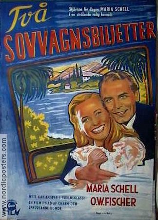 Två sovvagnsbiljetter 1955 poster Maria Schell Tåg