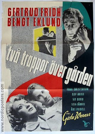 Två trappor över gården 1950 poster Gertrud Fridh Bengt Eklund Sven-Eric Gamble Irma Christenson Gösta Werner