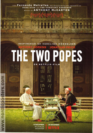 The Two Popes 2019 poster Jonathan Pryce Anthony Hopkins Juan Minuj�n Fernando Meirelles Religion