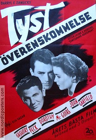 Tyst överenskommelse 1948 poster Gregory Peck Dorothy McGuire John Garfield Elia Kazan