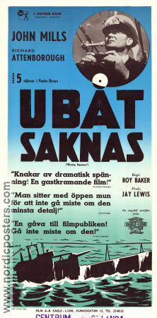 Ubåt saknas 1950 poster John Mills Nigel Patrick Richard Attenborough Roy Ward Baker Skepp och båtar