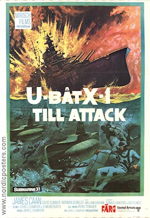 Ubåt X-1 till attack 1969 poster James Caan Skepp och båtar Krig