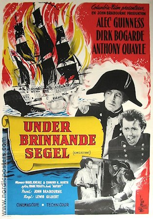 Under brinnande segel 1962 poster Alec Guinness Dirk Bogarde Skepp och båtar