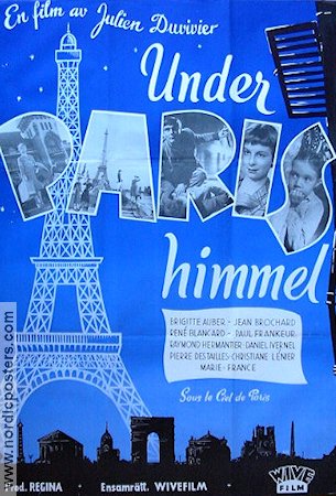 Under Paris himmel 1951 poster Julien Duvivier Brigitte Auber