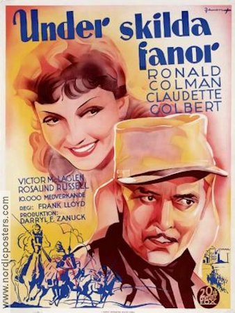 Under skilda fanor 1936 poster Ronald Colman Claudette Colbert