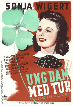 Ung dam med tur 1941 poster Sonja Wigert Karl-Arne Holmsten Ragnar Arvedson Eric Rohman art Hitta mer: Large poster