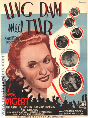 Ung dam med tur 1941 poster Sonja Wigert Karl-Arne Holmsten Ragnar Arvedson Eric Rohman art Hitta mer: Large poster