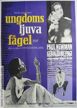 Ungdoms ljuva fågel 1962 poster Paul Newman Geraldine Page