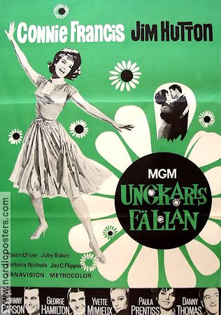 Ungkarlsfällan 1965 poster Connie Francis Johnny Carson Blommor och växter