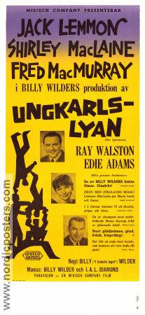 Ungkarlslyan 1960 poster Jack Lemmon Shirley MacLaine Fred MacMurray Billy Wilder