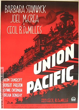 Union Pacific 1939 poster Barbara Stanwyck Joel McCrea Cecil B DeMille Tåg