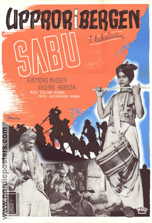 Uppror i bergen 1938 poster Sabu Raymond Massey Roger Livesey Zoltan Korda Asien Berg Instrument Eric Rohman art