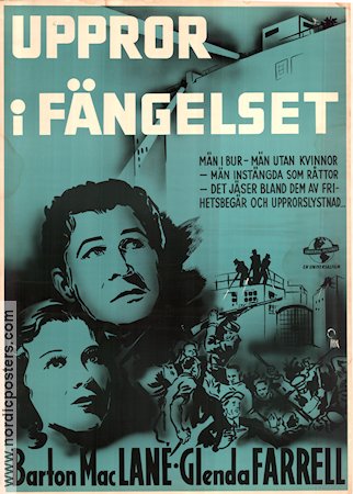 Uppror i fängelset 1938 poster Barton MacLane Glenda Farrell Paul Hurst Arthur Lubin