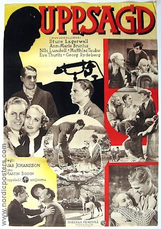 Uppsagd 1934 poster Sture Lagerwall Ann-Marie Brunius Nils Lundell Georg Rydeberg Telefoner