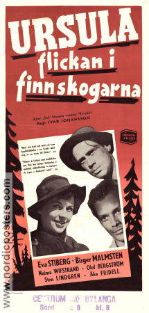 Ursula flickan i Finnskogarna 1953 poster Eva Stiberg Birger Malmsten Naima Wifstrand Ivar Johansson Berg
