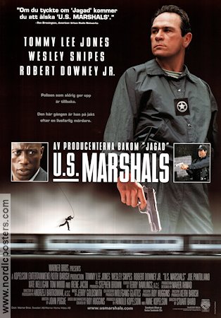 U.S. Marshals 1998 poster Tommy Lee Jones Wesley Snipes Robert Downey Jr Stuart Baird Tåg Poliser