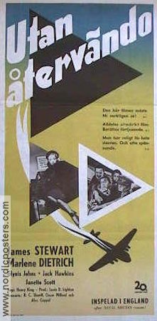 Utan återvändo 1951 poster James Stewart Marlene Dietrich Flyg