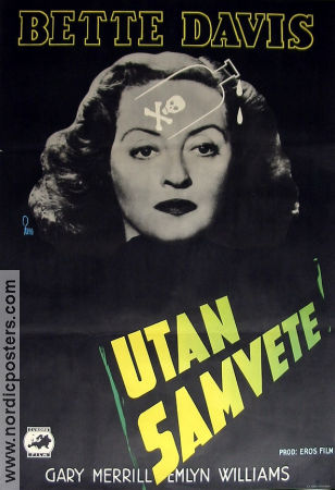 Utan samvete 1951 poster Bette Davis Gary Merrill Emlyn Williams Irving Rapper Film Noir