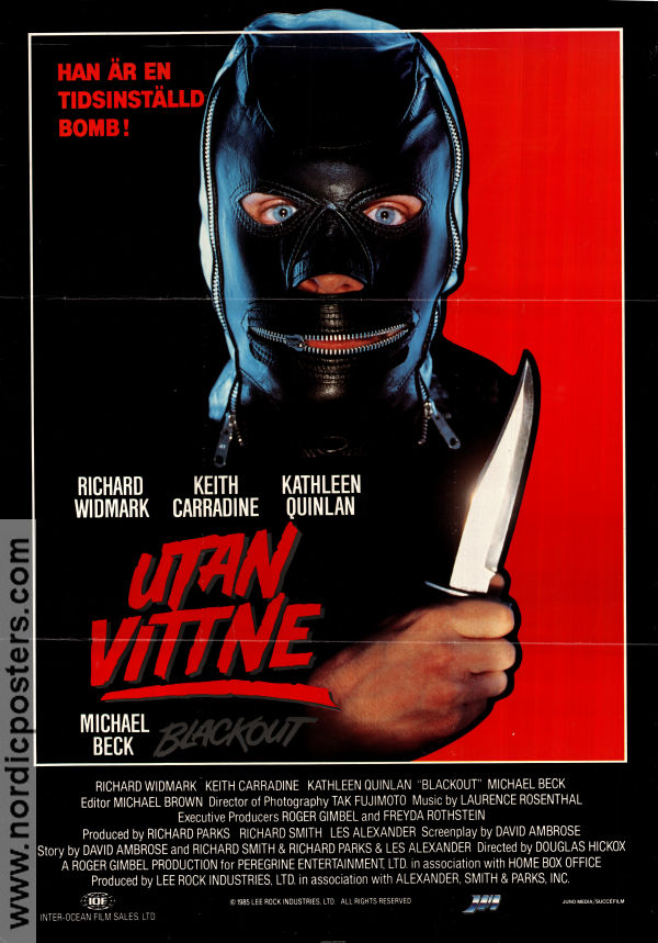 Utan vittne 1985 poster Richard Widmark Keith Carradine Kathleen Quinlan Douglas Hickox Poliser Från TV