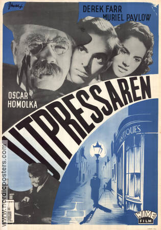 Utpressaren 1947 poster Oscar Homolka Derek Farr Muriel Pavlow George King Eric Rohman art Poliser