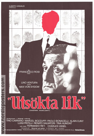 Utsökta lik 1976 poster Lino Ventura Tino Carraro Max von Sydow Francesco Rosi Konstaffischer